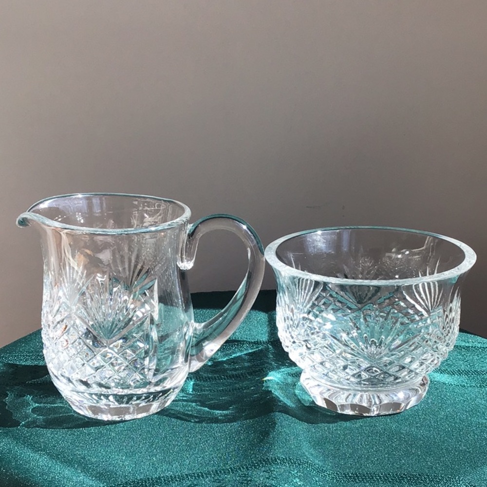 Wedgwood‎ Crystal Sugar Bowl and Creamer Set Vintage - Picture 3 of 11